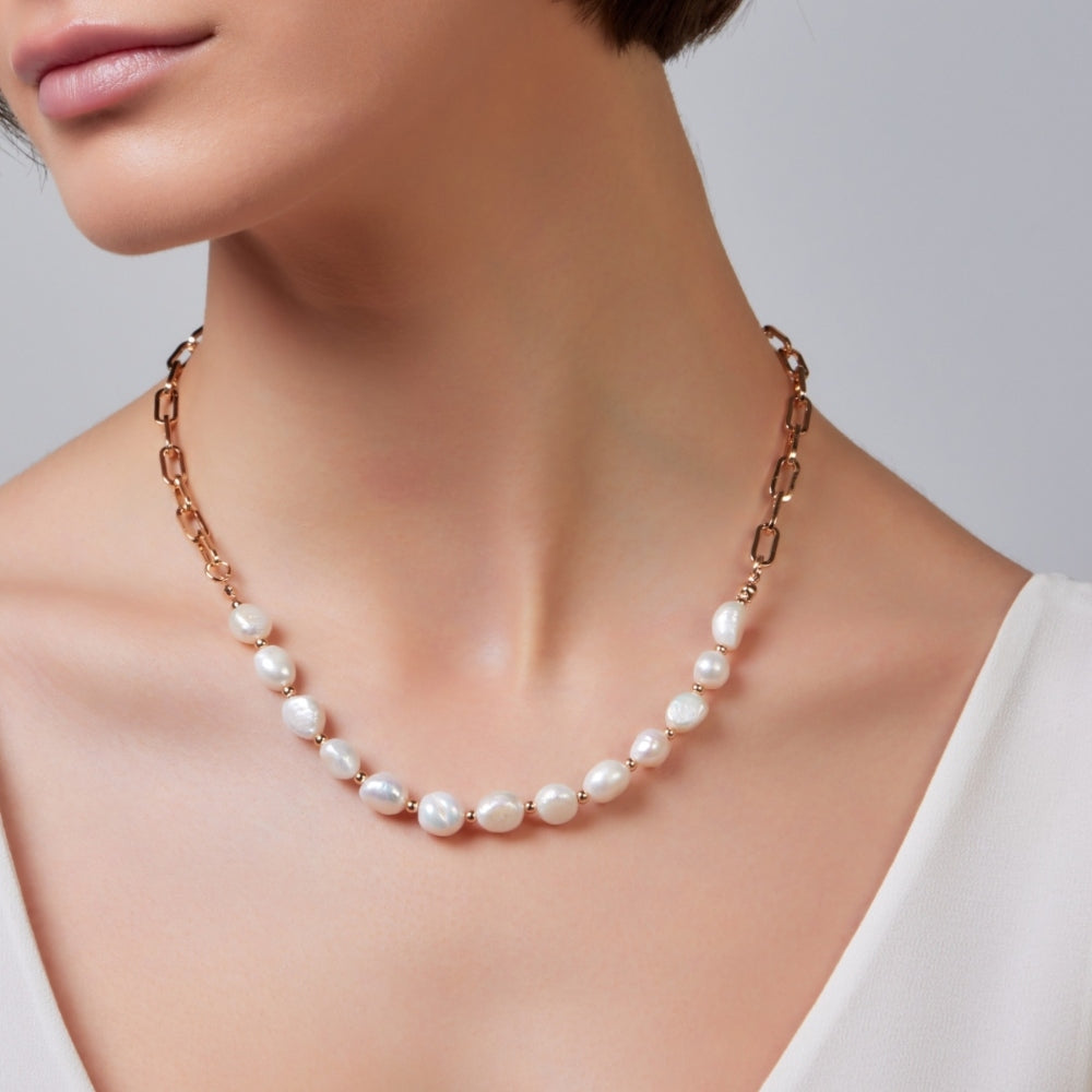 Amazon.com: Baroque Pearl Pendant Necklace for Women Paperclip Link Chain  Chunky 18K Gold Plated Retro Charm Handmade Jewelry Bridesmaid Trendy  Romantic Valentine's Day Mother's Day Party Birthday Gift for Women Teen  Girls :